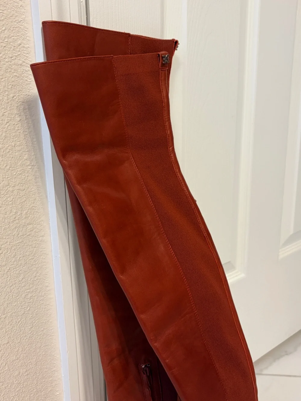 Sam Edelman Natasha Over The Knee Leather Boots Red Maroon 8